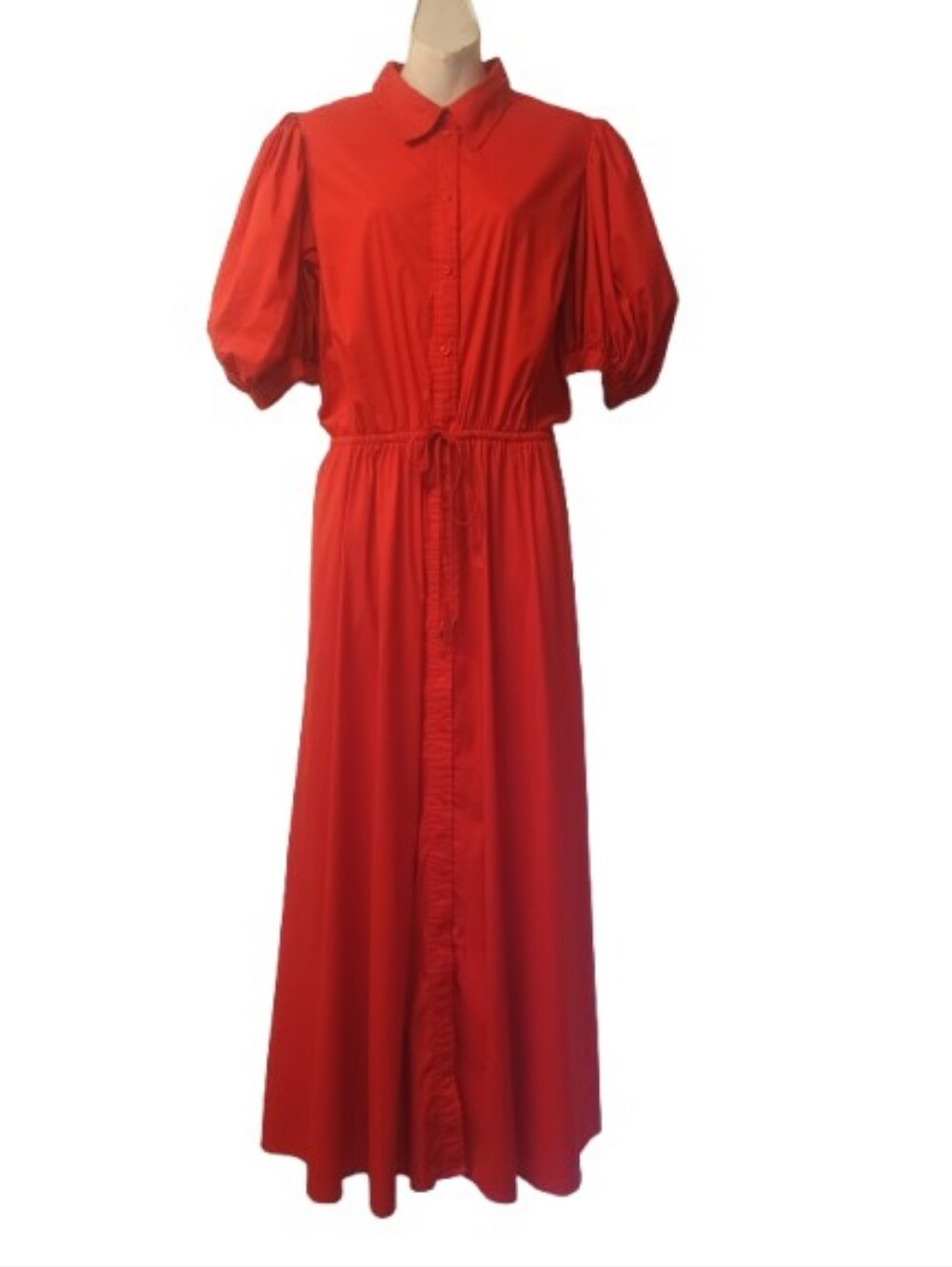 Ralph Lauren Puff Sleeves Midi Red Dress Black Label Size: 14 - Picture 2 of 10